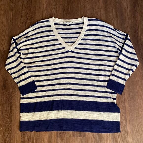NEW Madewell Navy Striped Sweater - Picture 2 of 4